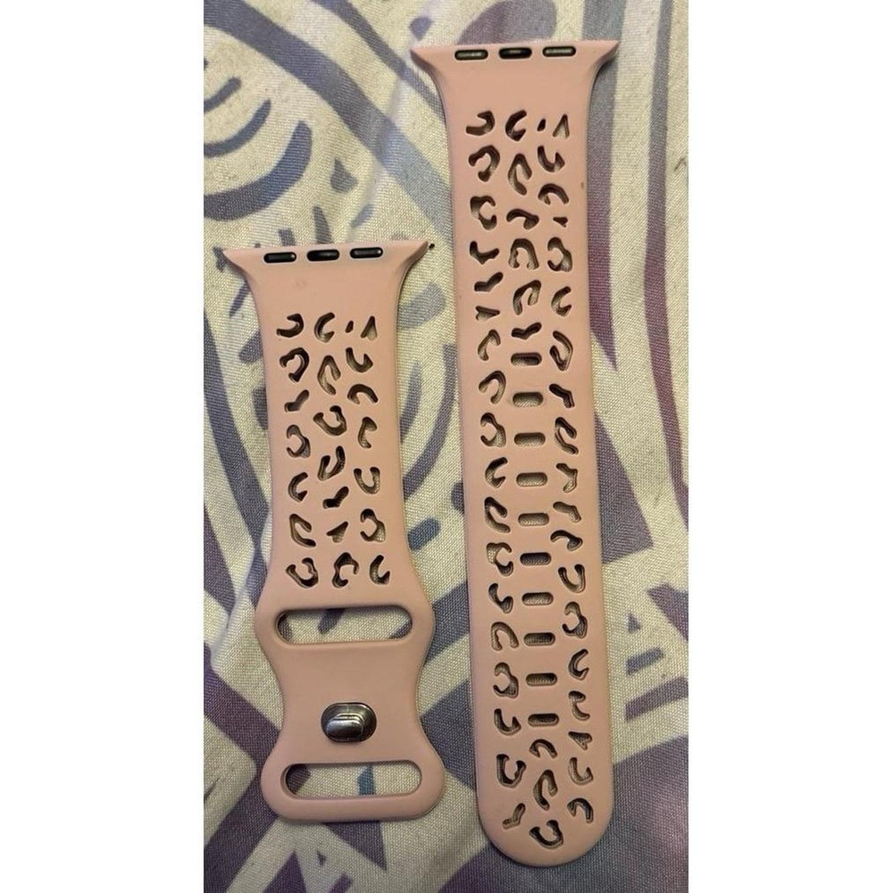 NEW Dusty Rose Cutout Cheetah Print Silicone Band for Apple Watch 42mm/44mm/45mm